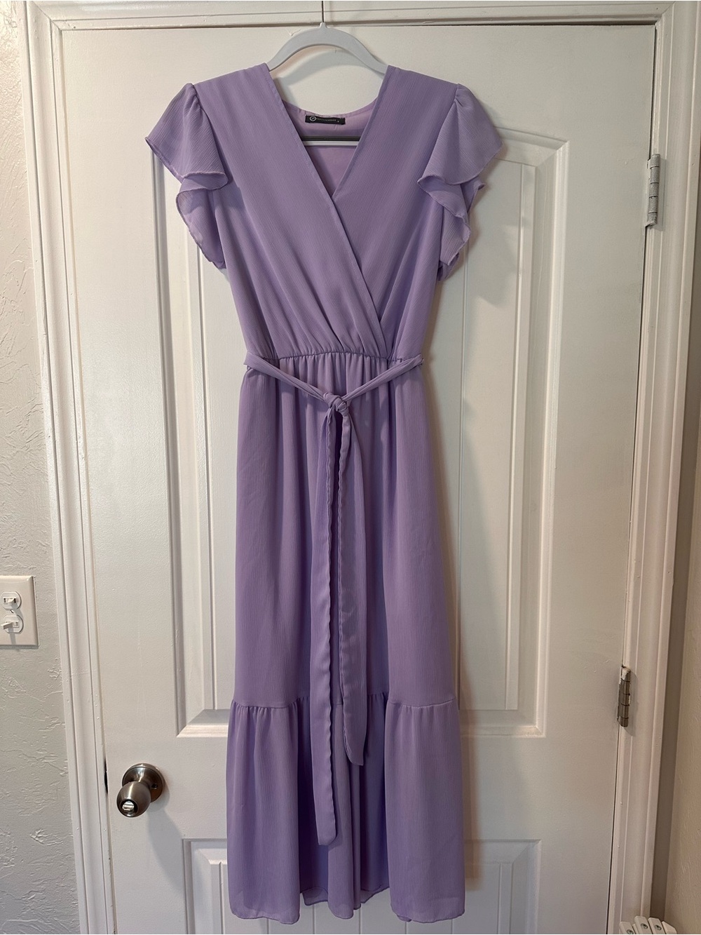 Women's Lavender Maxi Dress with Tie Waist